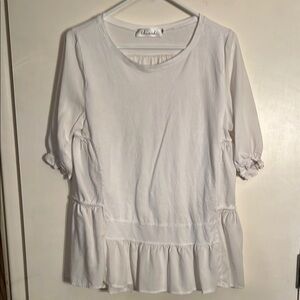 Chickwish 3/4 Sleeve Ruffled T-Shirt SZ L